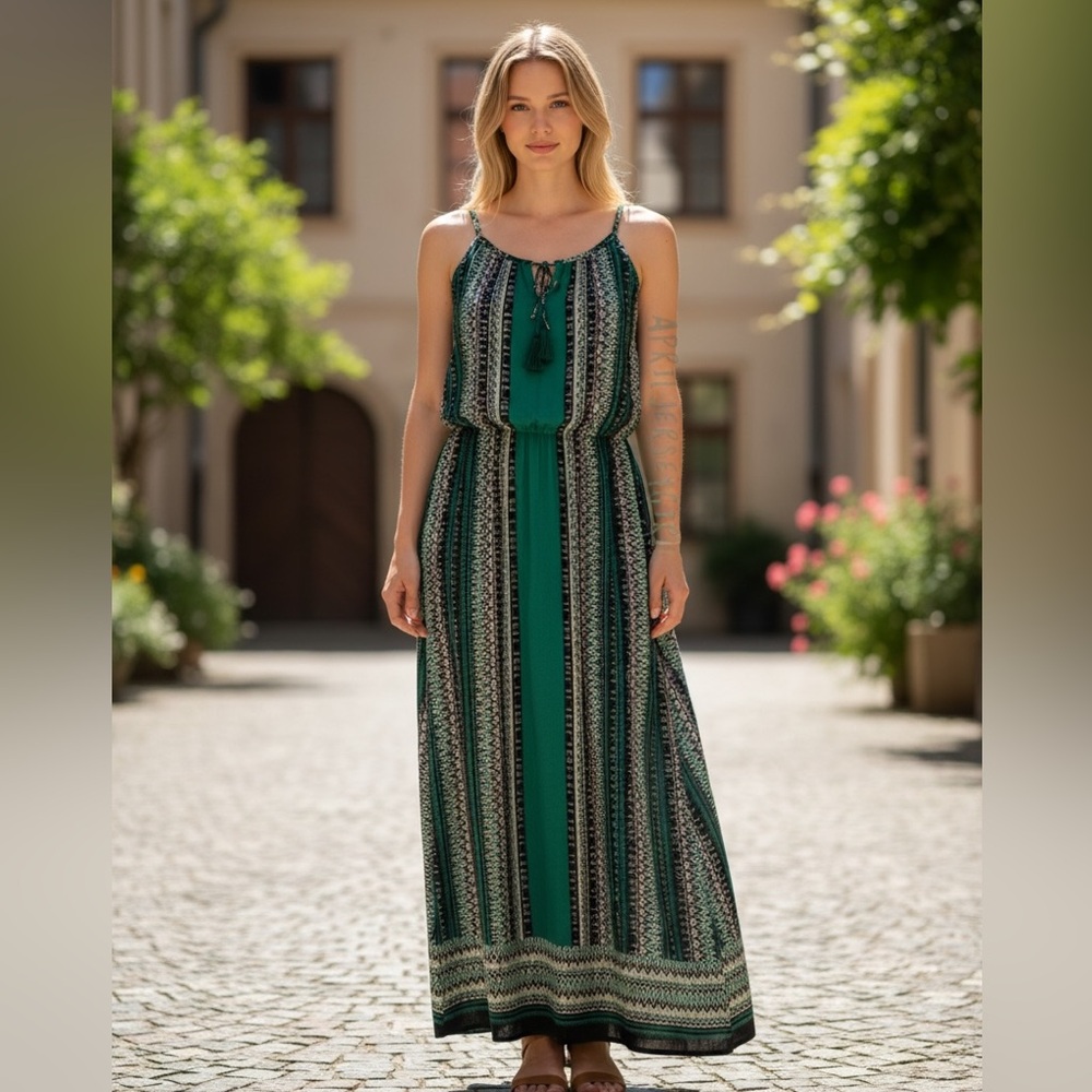 Style & Co maxi dress keyhole front double straps